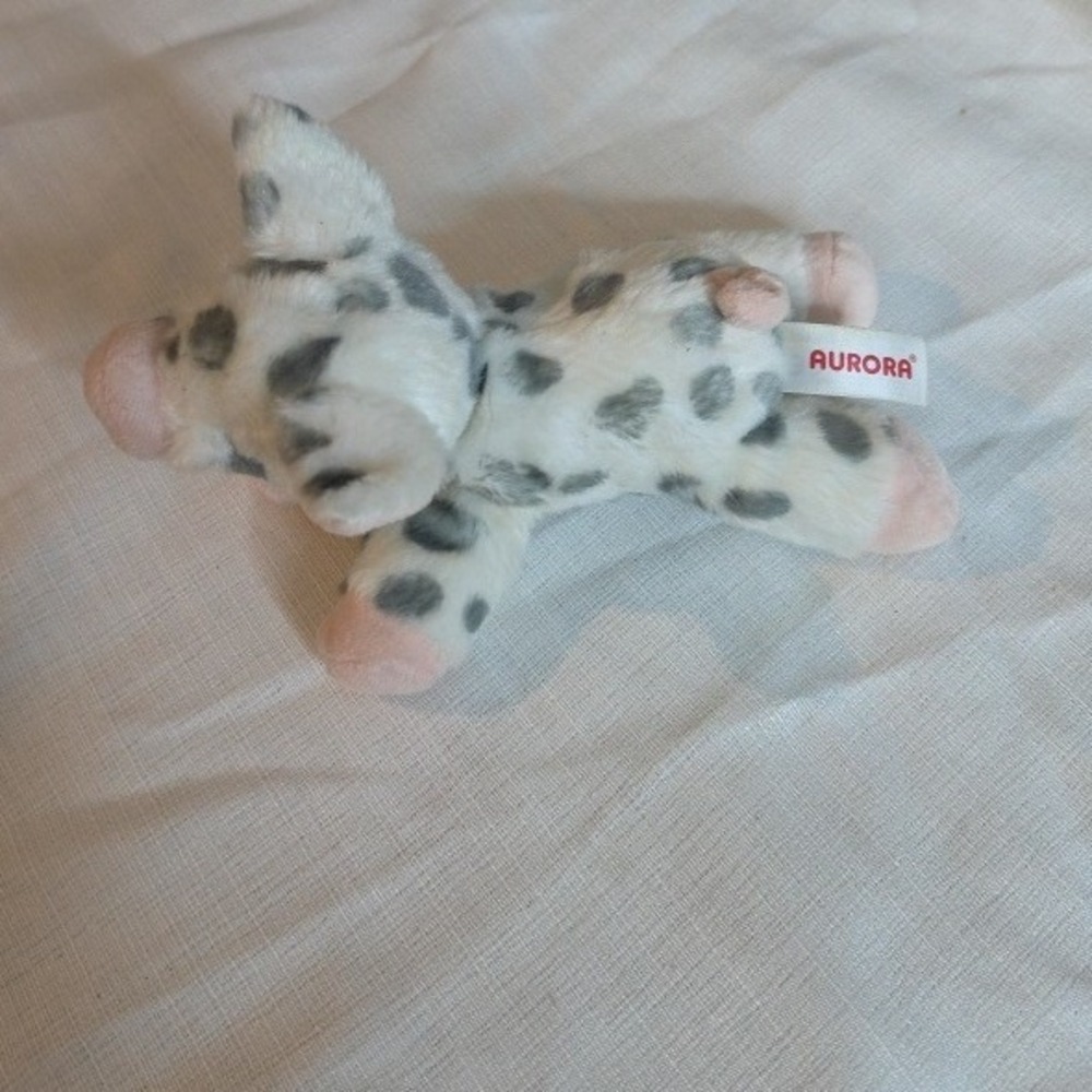 Aurora Spotted Pig Plush Stuffed Animal Grey White Pink Soft Toy